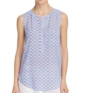 NYDJ Women's Kerchief Medallion Blue Print Blouse